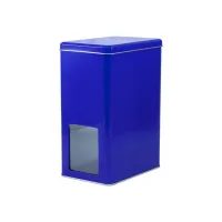 Банка для чая синяя с окошком (д151мм х ш101мм х в211мм)