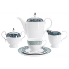 Фарфоровый чайный сервиз на 6 персон 21 предмет Серебряное кружево - Anna Lafarg Emily