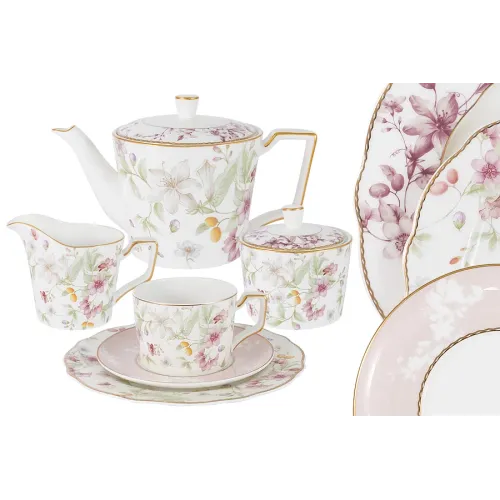 Фарфоровый чайный сервиз Цветы, 6 персон, 21 предмет - Anna Lafarg Emily