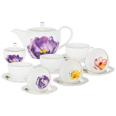 Фарфоровый чайный сервиз Flowers, 6 персон, 14 предметов - Anna Lafarg Emily