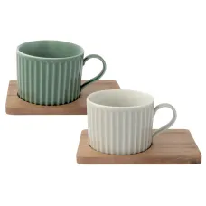 Набор из 2-х чашек для чая Время отдыха, зелёная и светло-серая, 250 мл - Easy Life