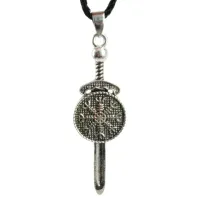 Амулет Меч Одинас с щитом Агисхьяльм 60х18мм, металл