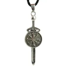 Амулет Меч Одинас с щитом Агисхьяльм 60х18мм, металл