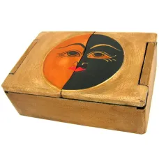 Шкатулка двустворчатая Солнце-Луна 17х12х6 см дерево IN0274