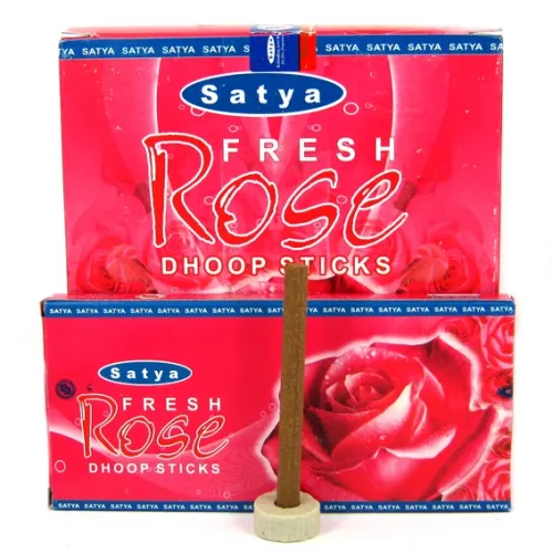 Благовония безосновные SATYA Rose Dhoop Sticks РОЗА блок 12 штук