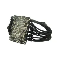 Браслет 40x30мм, кость, текстиль IN0355-02