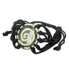 Браслет d36мм, кость, текстиль IN0355-04