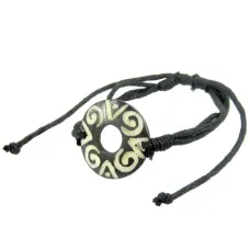 Браслет d24мм, кость, текстиль IN0355-05