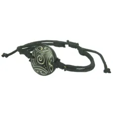 Браслет d24мм, кость, текстиль IN0355-15