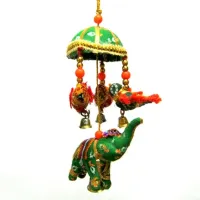 Подвеска Слон и птицы под куполом 31х6см ткань в ассортименте R363