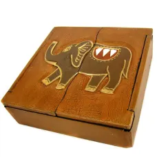 Шкатулка двустворчатая Слон 20х20х6,5 см дерево IN0285