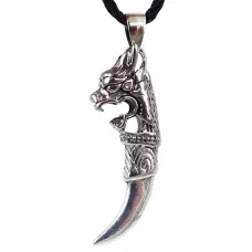 Амулет Клык с Драконом 43х7мм, металл A121-69