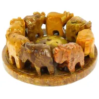 Подставка под благовония 8 слонов d7,5 см, камень L051-2