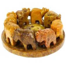 Подставка под благовония 8 слонов d7,5 см, камень L051-2