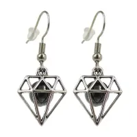 Серьги на Богатство (Диамант) с камнем Гематит 8мм,цвет сереб, металл SP110336