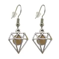 Серьги на Богатство (Диамант) с камнем Халцедон 8мм,цвет сереб, металл SP600336