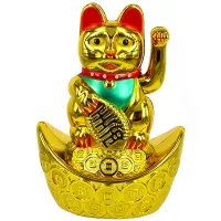 Кот Манеко на батарейке 10см, пластик KL22