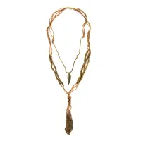 Колье Бохо, L50см, металл, кожа FK0720-001