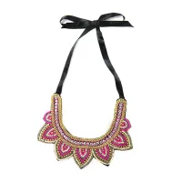 Колье в этно стиле, L18см, бисер, ткань FK0720-041