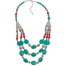 Колье, L26см, имитация бирюзы FK0720-688