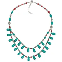 Колье, L26см, имитация бирюзы FK0720-690