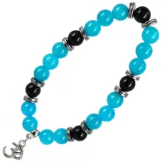 Браслет с подвеской на Просветление (Ом) камень,8мм BA290140