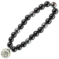 Браслет с подвеской на Просветление (Ом) камень,8мм BA360144