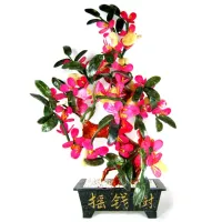 Цветущее дерево со слитками и монетами 56см камень N600-9