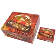 Благовония конусные HEM Cinnamon Rose КОРИЦА - РОЗА блок 12 штук