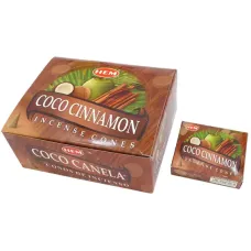 Благовония конусные HEM Coconut Cinnamon КОКОС КОРИЦА блок 12 штук