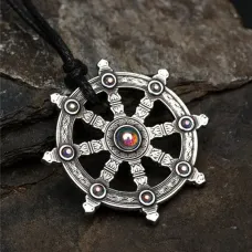 Амулет Колесо Сансары с камнем фианит, 35х35мм, металлический 72206