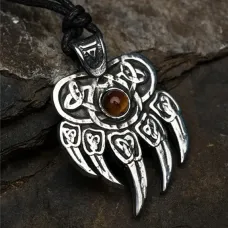 Амулет Печать Велеса с камнем бычий глаз, 30х43мм, металлический 72210