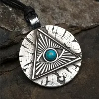 Амулет Всевидящее Око с камнем бирюза, 35х43мм, металлический 72205