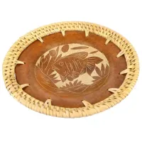 Тарелка 16см, керамика, ротанг, в ассорт. IN0236-2