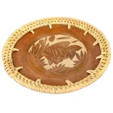 Тарелка 16см, керамика, ротанг, в ассорт. IN0236-2