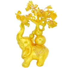 Денежное дерево с цетрином и тыквой-горлянкой на Слоне 21см V028-1