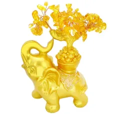 Денежное дерево с цетрином и слитками на Слоне 21см V028-2