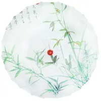 Зонтик китайский белый с бамбуком 53см, d.84см дерево, бамбук, ткань N010-10