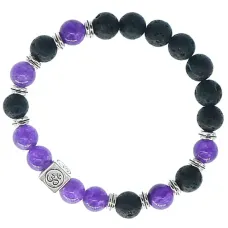 Браслет с подвеской на Просветление (Ом) камень, 8 мм BX011