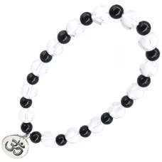 Браслет с подвеской на Просветление (Ом) камень, 8мм, 6мм BX023