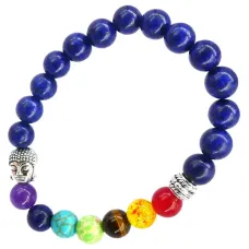 Браслет 7 чакр с Буддой, 8 мм, камень BX039