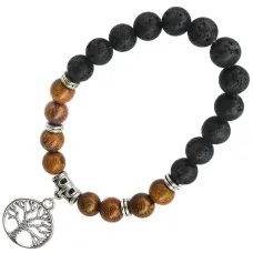 Браслет с подвеской на Развитие (Дерево Жизни) камень, дерево, 8мм