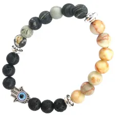 Браслет с подвеской от сглаза (Хамса), камень, 8 мм BX055
