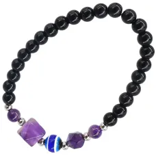 Браслет с подвеской от сглаза (Турецкий глаз), камень, 6 мм BX058