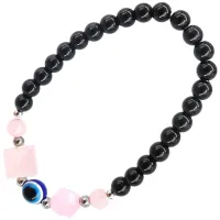 Браслет с подвеской от сглаза (Турецкий глаз), камень, 6 мм BX060