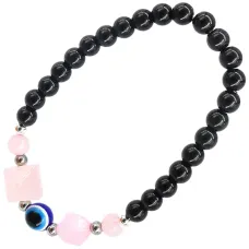 Браслет с подвеской от сглаза (Турецкий глаз), камень, 6 мм BX060