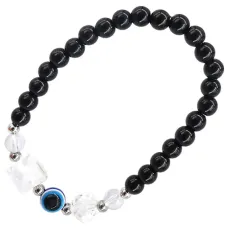 Браслет с подвеской от сглаза (Турецкий глаз), камень, 6 мм BX059