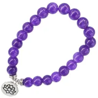 Браслет с подвеской на Гармонию (Лотос) камень, 8 мм BX081