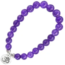 Браслет с подвеской на Просветление (Ом) камень, 8 мм BX083