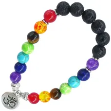 Браслет с подвеской на Просветление (Ом) камень, 8мм BX086